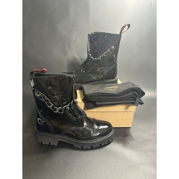 Zadig & Voltaire NIB Joe Cecilia Patent Chain Boot in Black ‎ FR36/US5 MSRP $648 - Picture 1 of 7